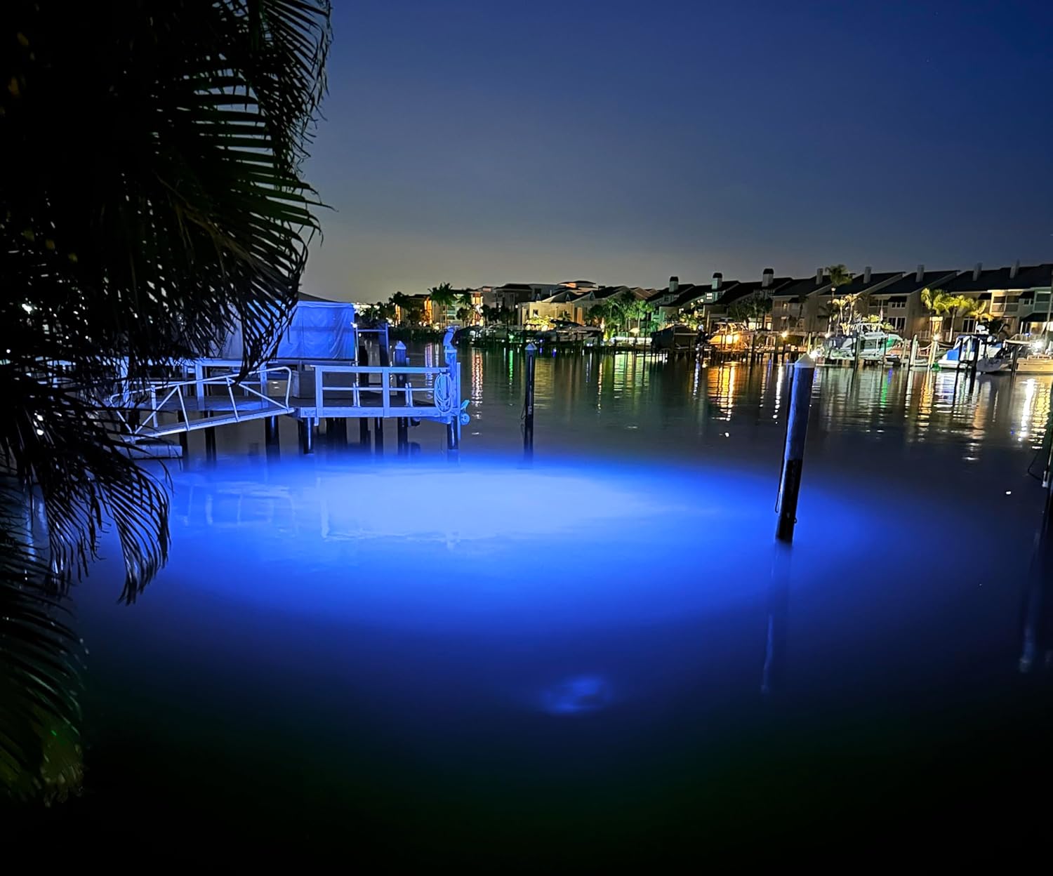 Mega-Watt Underwater LED Lighting System, Underwater Dock Light, Fish Light (3lb Anchor Weight Set, Blue, 120 Foot Power Cord)