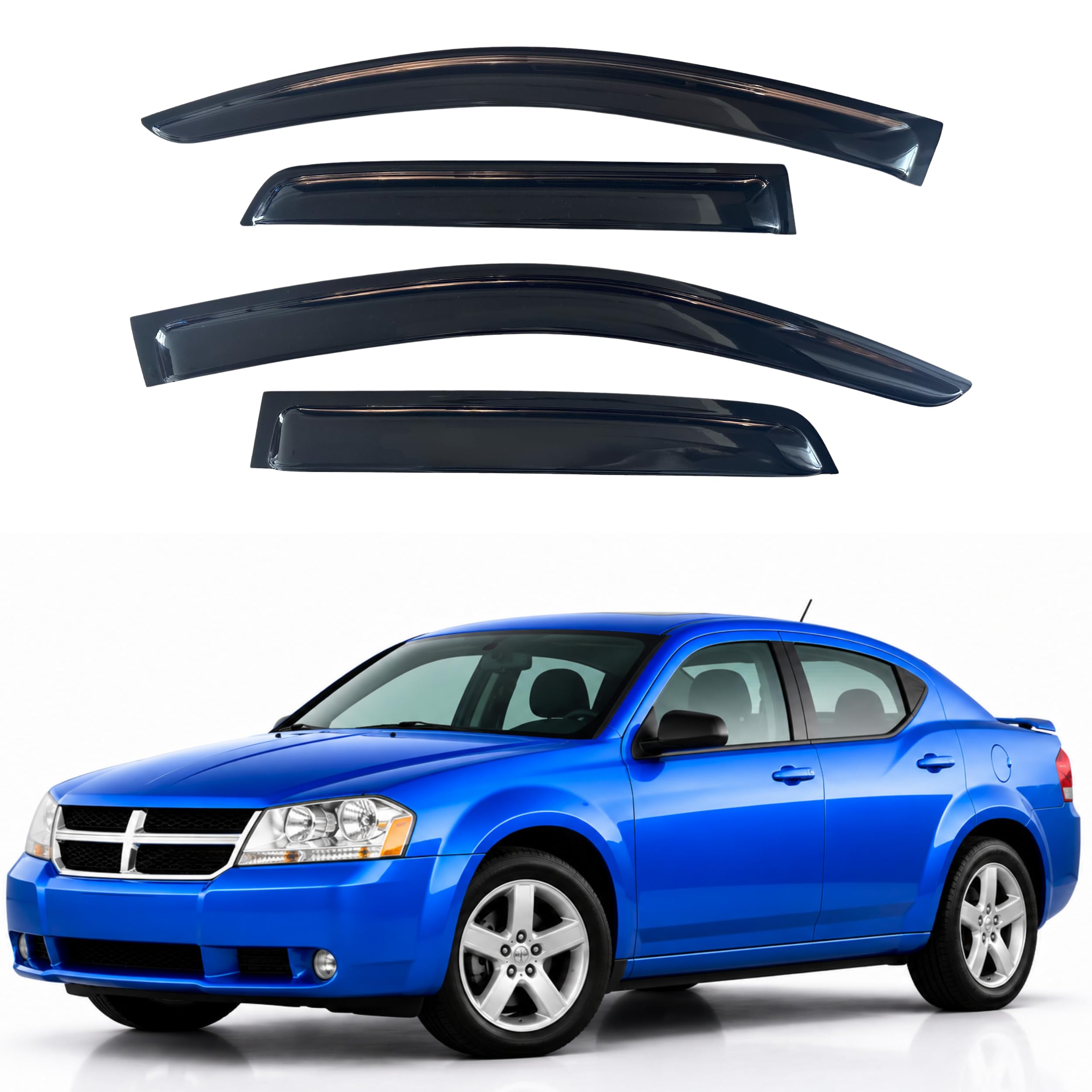 IG Window Visors Fit for 2008-2014 Dodge Avenger, Out-Channel Rain Guards Vent Wind Deflectors 4PC, Car Accessories for 08-14 Avenger