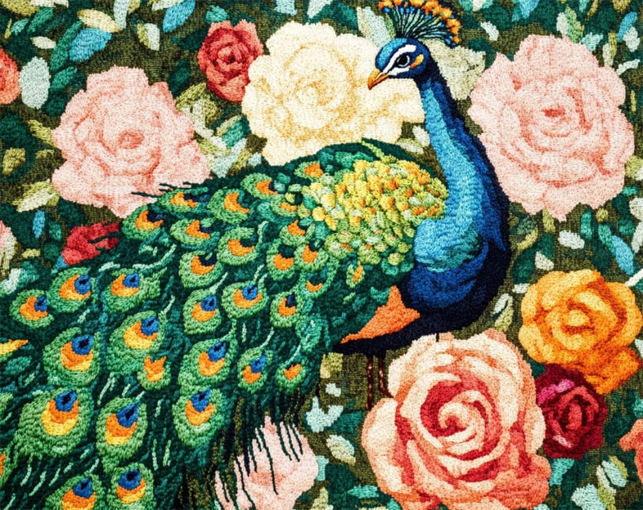 Animal DIY Kit Manualidades Alfombra Pavos Reales Y Flores Kits De Ganchillo Para Hacer Alfombras,Juego De Bordado,Kit De Ganchillo Para Principiantes,Manualidades De Costura Para Dec 55x75cm