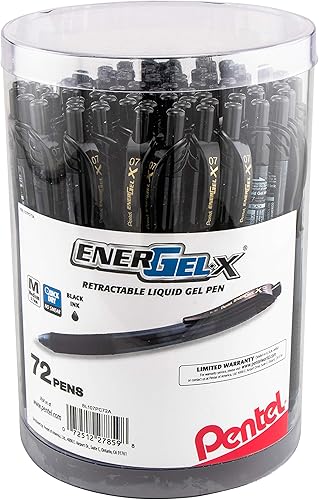Miniatura 2 de Pentel EnerGel-X Bolígrafo de gel retráctil 0028in Med Line tinta negra 72 unidades BL107PC72A