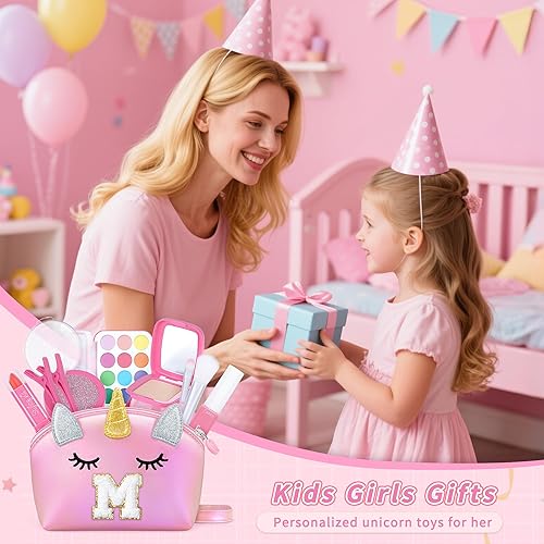 Miniatura 2 de YOOLIFE Kit de maquillaje de simulación para niñas y niños, 9 piezas de juguetes de maquillaje no tóxicos lavables con bolso inicial, regalos de