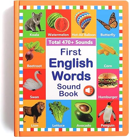 First English Words Sound Book, Total 470+ Sounds, 21 Themes, My First English Sound Toy, Interactive Sound Books Kids Learning Toys, Educational Toys Birthday Gift for Toddlers Kids Age 3 4 5 6