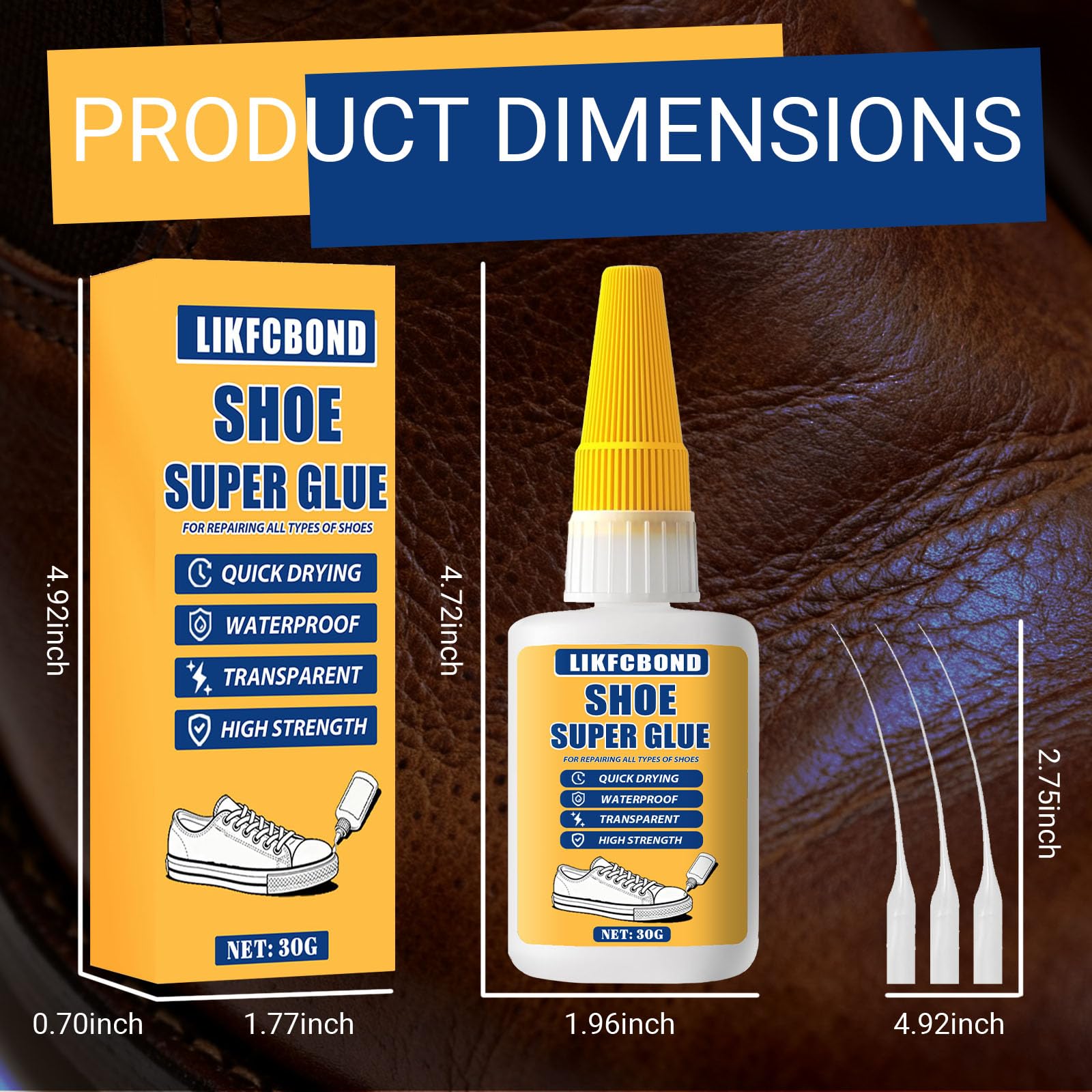 30g Colla per Scarpe Extra Forte, Colla Scarpes Impermeabile, Trasparente Schuhsohlen Kleber, Professionell Shoe Glue per Riparazione Scarpe in Pelle, da Ginnastica, Corsa, Stivali