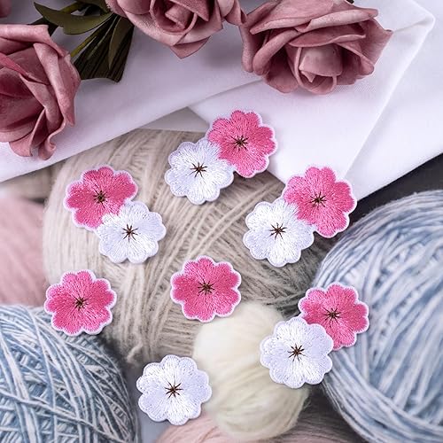 Miniatura 3 de Sakura - Parches para planchar con flores, 30 unidades, parches bordados, adornos florales para ropa, chaquetas, mochilas, vestidos, agujeros,