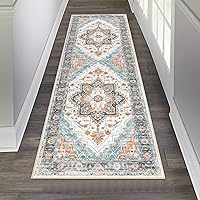 Vista 31 de Pauwer Alfombra de Pasillo 2x10, Alfombras Largas Lavables para Cocina, Alfombra de Área con Medallón Vintage de Granja, Alfombras Suaves