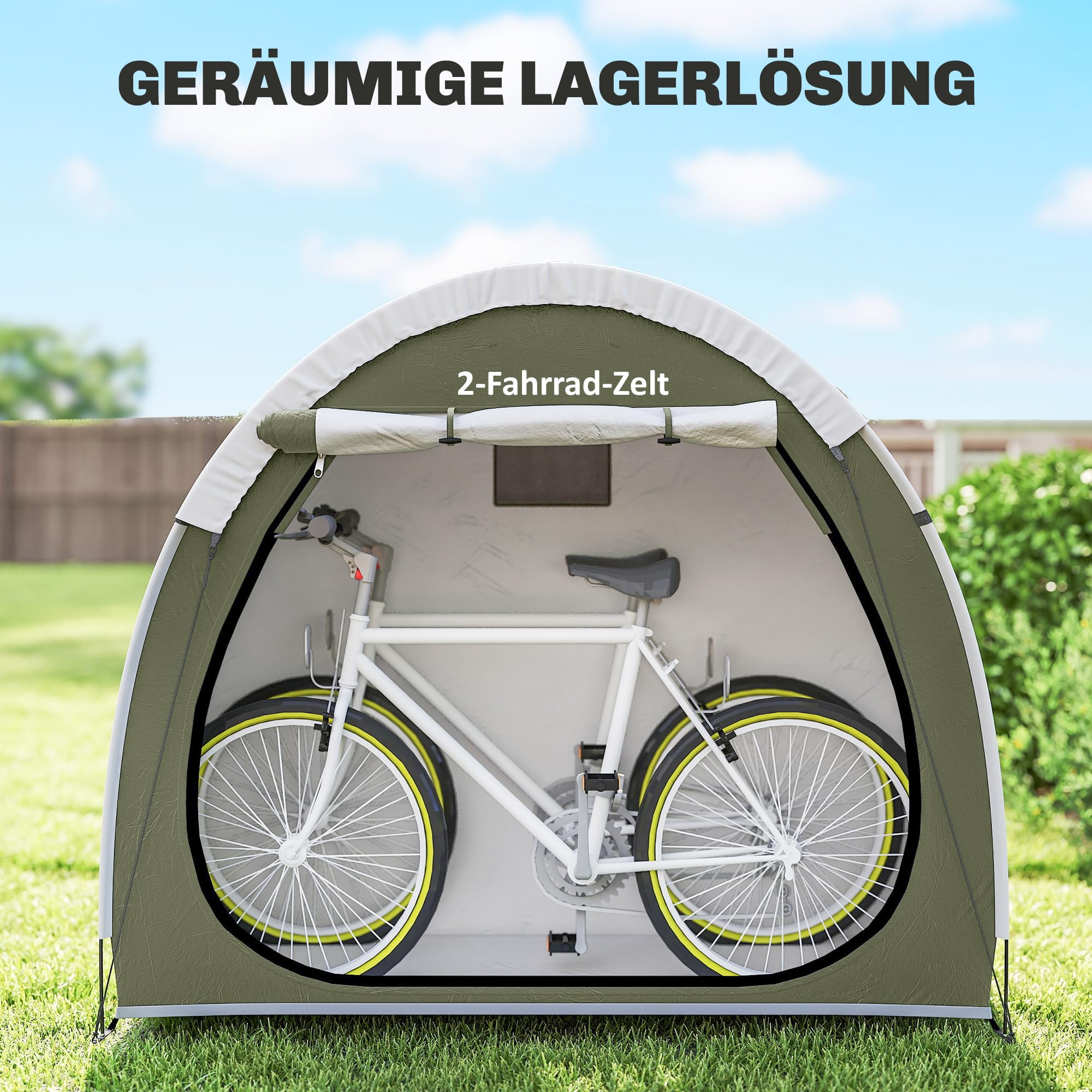 Outsunny Tenda da bicicletta 2 biciclette impermeabile Oxford 210D UPF50+ 200x80x170 cm