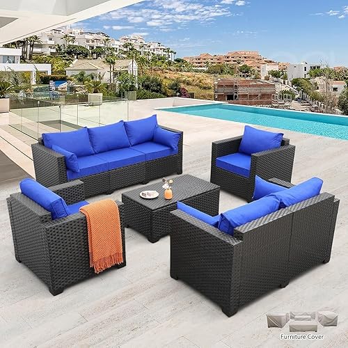 Outdoor Wicker Sectional Couch 5-Piece Patio Furniture Sofa Set with