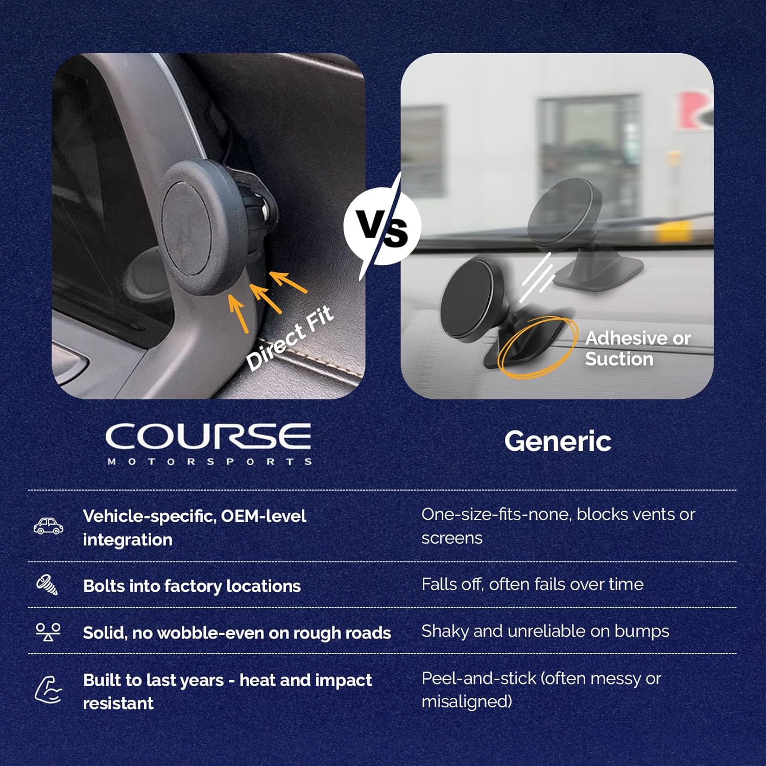 Course Motorsports DirectFit Phone Mount | Phone Holder | MagSafe Compatible Magnetic Mount | Custom Fit in-Dash Phone Mount | Compatible with Chevrolet Camaro (2016–Present)