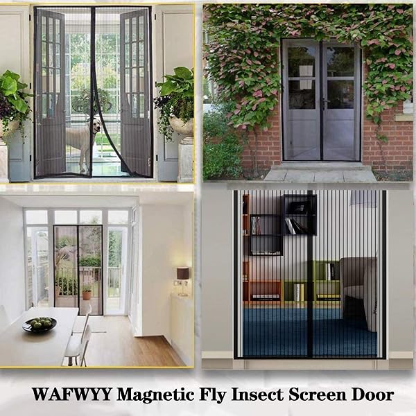 Magnet Fly Screen Door Protección Contra Insectos, Instalación De Adhesivo De Cortina Magnética Sin Perforación, Cierre Magnético De Mosquitera, Marco Completo, 80x210 Cm - 5