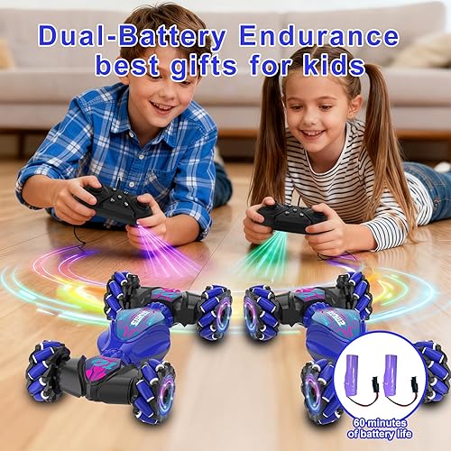 Miniatura 6 de Auto de acrobacias RC con detección de gestos, 4WD controlado a mano y control remoto con luz y música, rotación de 360, modos de carretera y