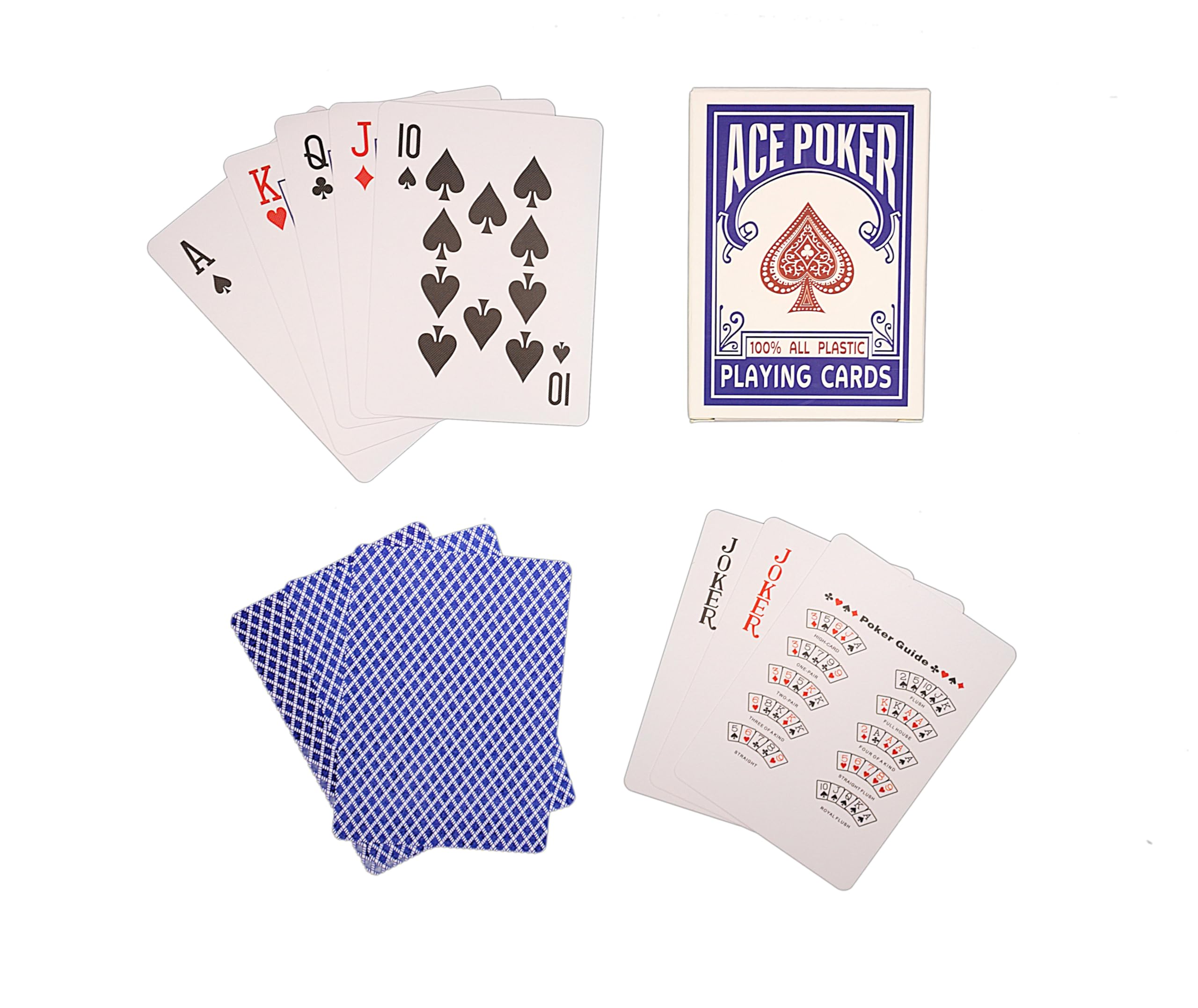 SKYECO Ace Poker Waterproof Playing Cards: Perfect for Pool Games, Travel, Camping, Poker & Card Games for Adults - Ultimate Deck of Cards for All Occasions, Standard Index (Blue)