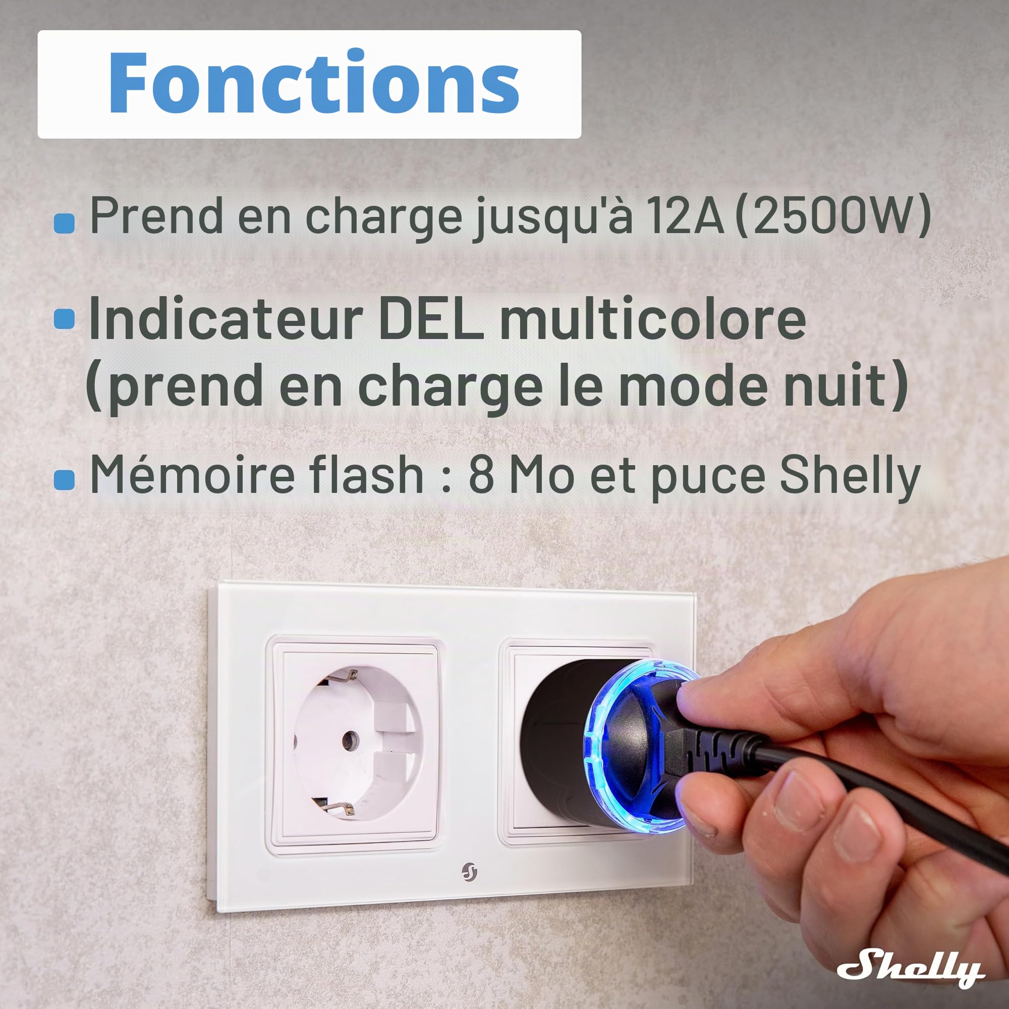 Shelly Plug S Gen3 Prise intelligente Wi-Fi noire, mesure de la puissance, 12 A, 2500 W, minuterie, prise certifiée mat, chauffage et refroidissement, Alexa et Google, pas de hub nécessaire (4 pièces)