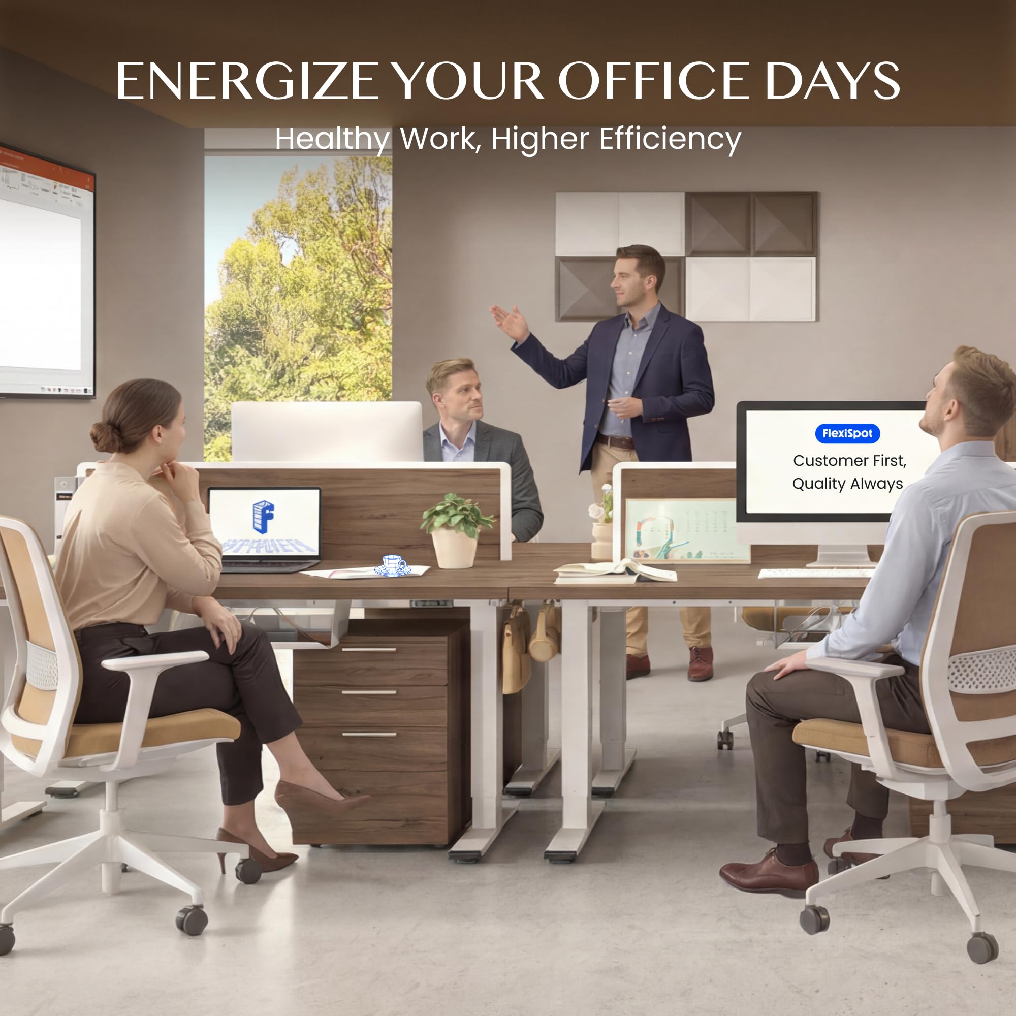 FLEXISPOT Bureau Assis Debout à Double Moteur & Une Pièce Épaisseur 25 mm Fabriqué dans l'UE, 160x80cm, Bureau Réglable en Hauteur avec Système Anti-Collision, Accessories Included
