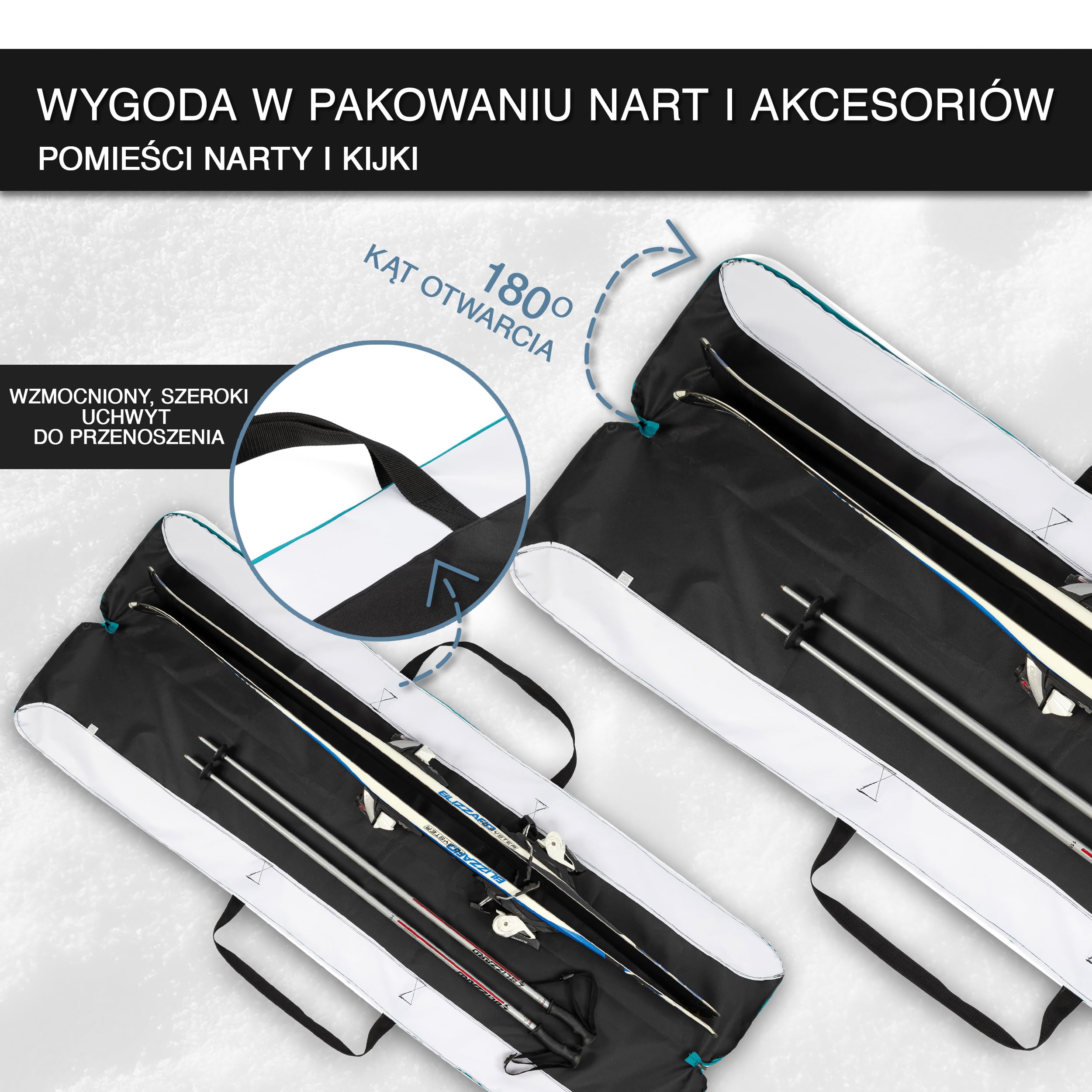 Torba na narty Gremex - Pokrowiec na 1 parę nart - Wodoodporna torba na narty - Wytrzymała, lekka torba na narty - Ergonomiczny pokrowiec na narty - Pokrowiec na narty alpejskie