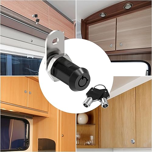 Miniatura 4 de Paquete de 2 cerraduras negras de 58 pulgadas para gabinete, cerradura de almacenamiento para buzón de correo y llave similar, cerraduras para