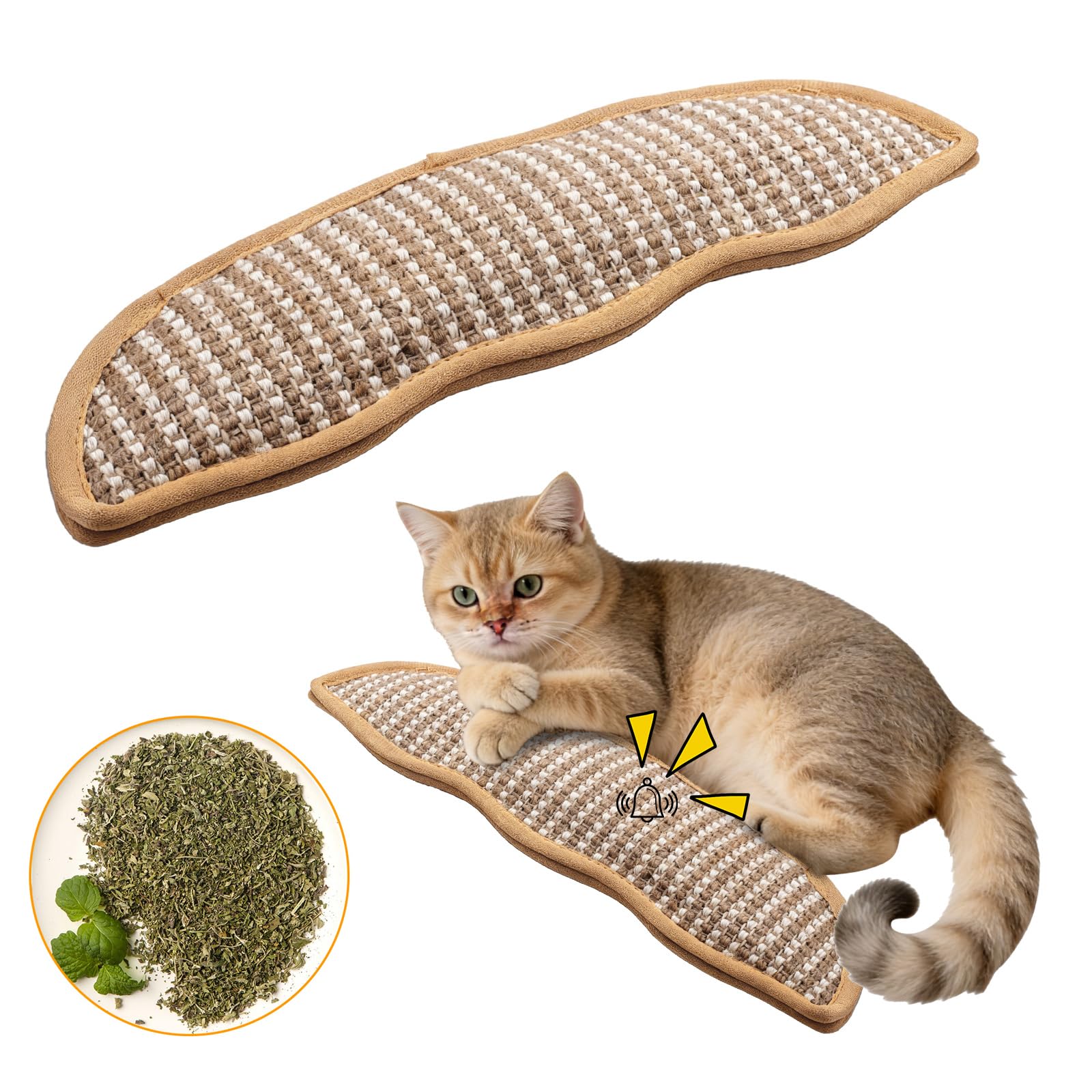 MewZoo Catnip Toys with Bells, Catnip Toy for Indoor Cats & Kitten, Cats Chew Toy Sisal, Cat Nip Toys Natural Sisal for Interactive Playing and Chewing, Large