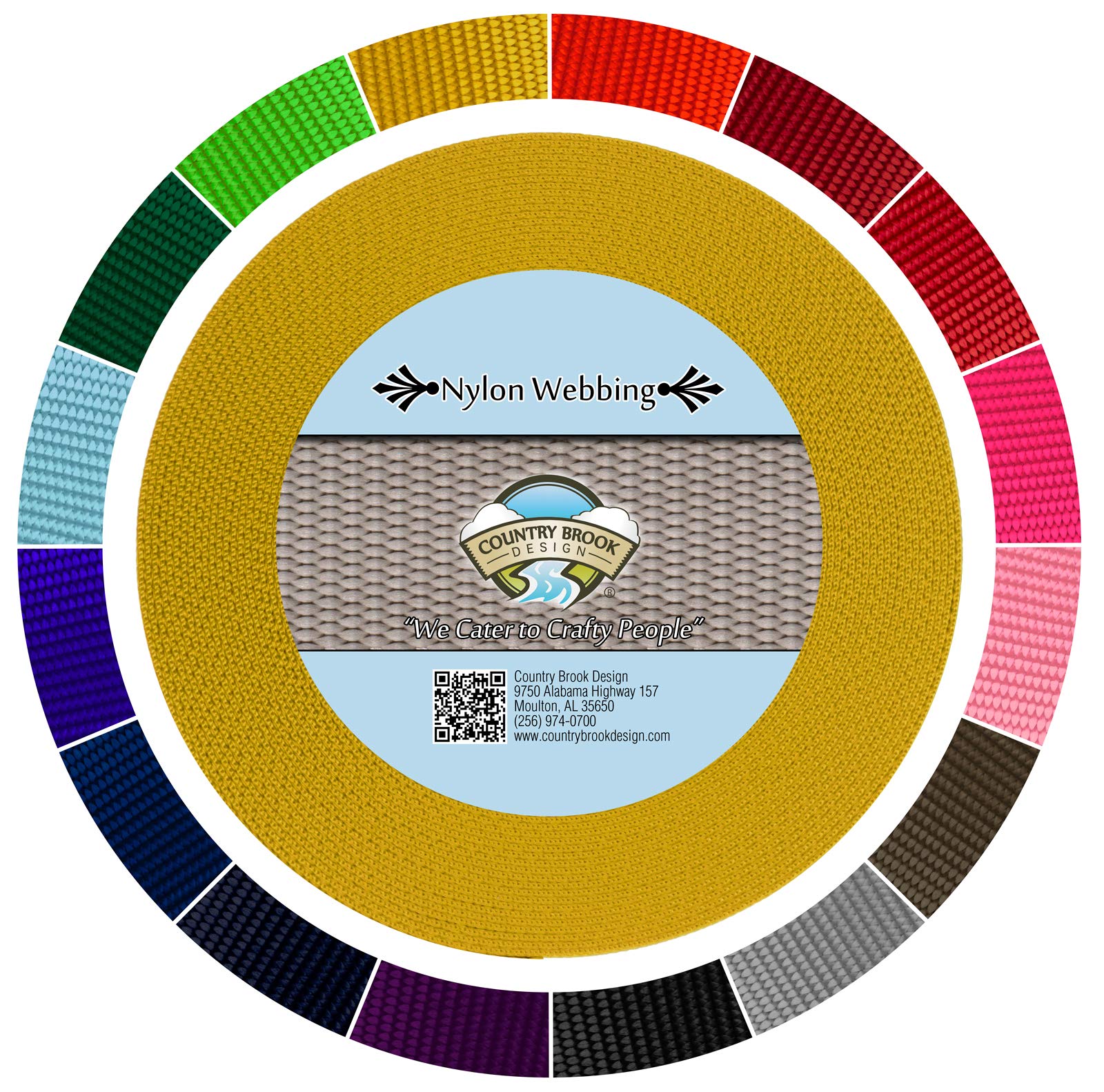 Country Brook Design - 1 1/2 Inch Heavy Duty 100% Real Nylon Webbing - 20+ Vibrant Colors