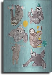 'Party With Sloths' by Hanna Melin, Metal Wall Art, 12"x16"