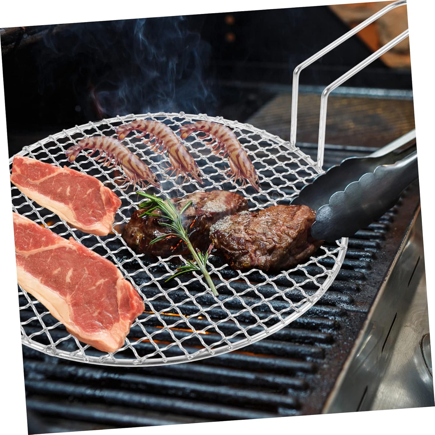 Sosoport Stainless Steel Bbq Grill Mesh Portable Non-stick Barbecue Net for Outdoor Cooking Camping and Picnics for Easy Food Grilling and Preventing Food Loss