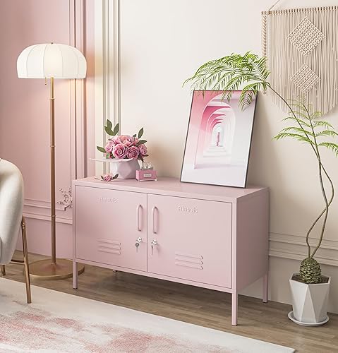 Miniatura 4 de Soporte de TV Gabinete de almacenamiento de metal multifuncional Estante de 2 niveles Soporte de material de placa gruesa Aparador de metal