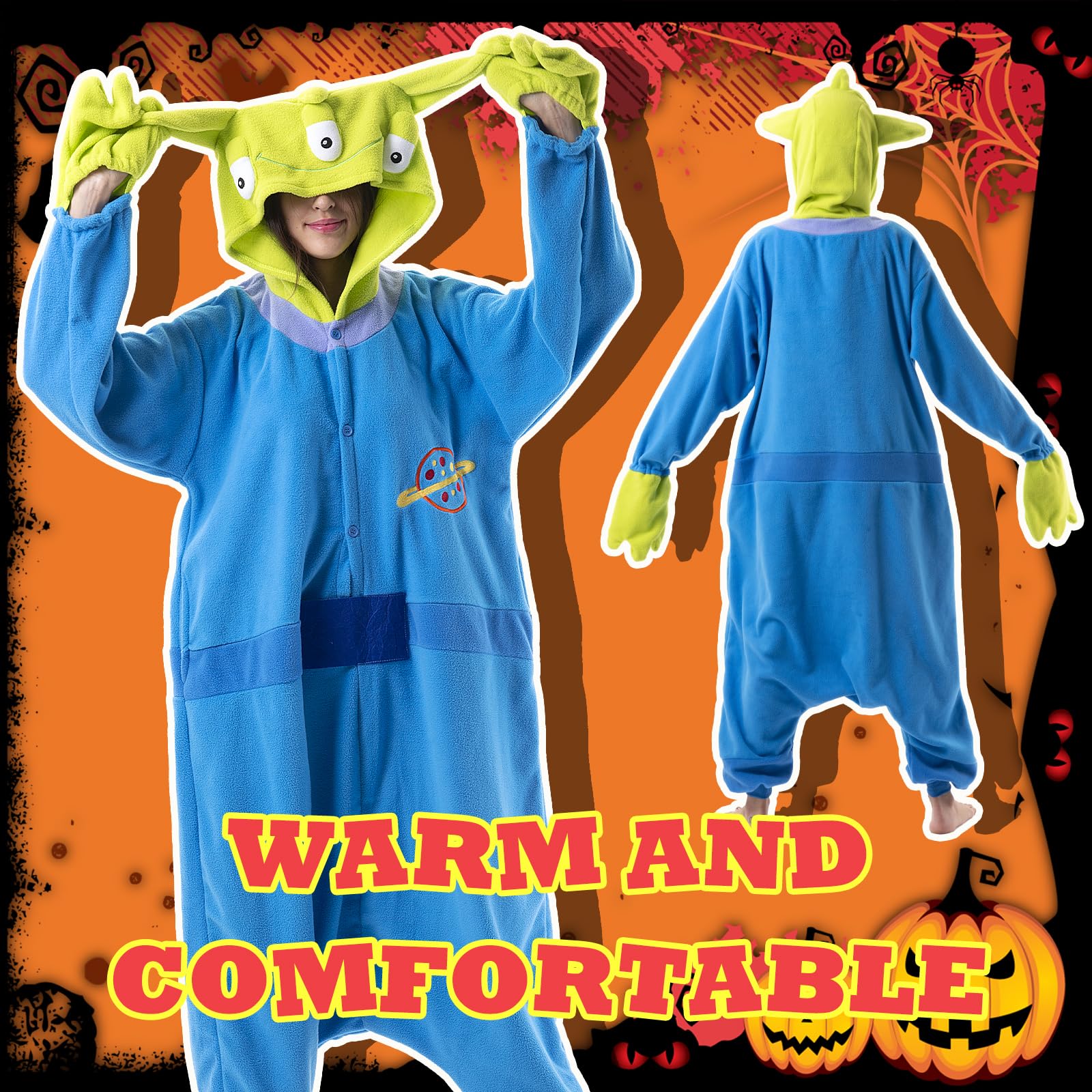 Beauty Shine Unisex Adult Onesie One Piece Pajamas Cosplay Cartoon Costume Halloween Christmas Sleepwear Jumpsuit Homewear: Large Aliens