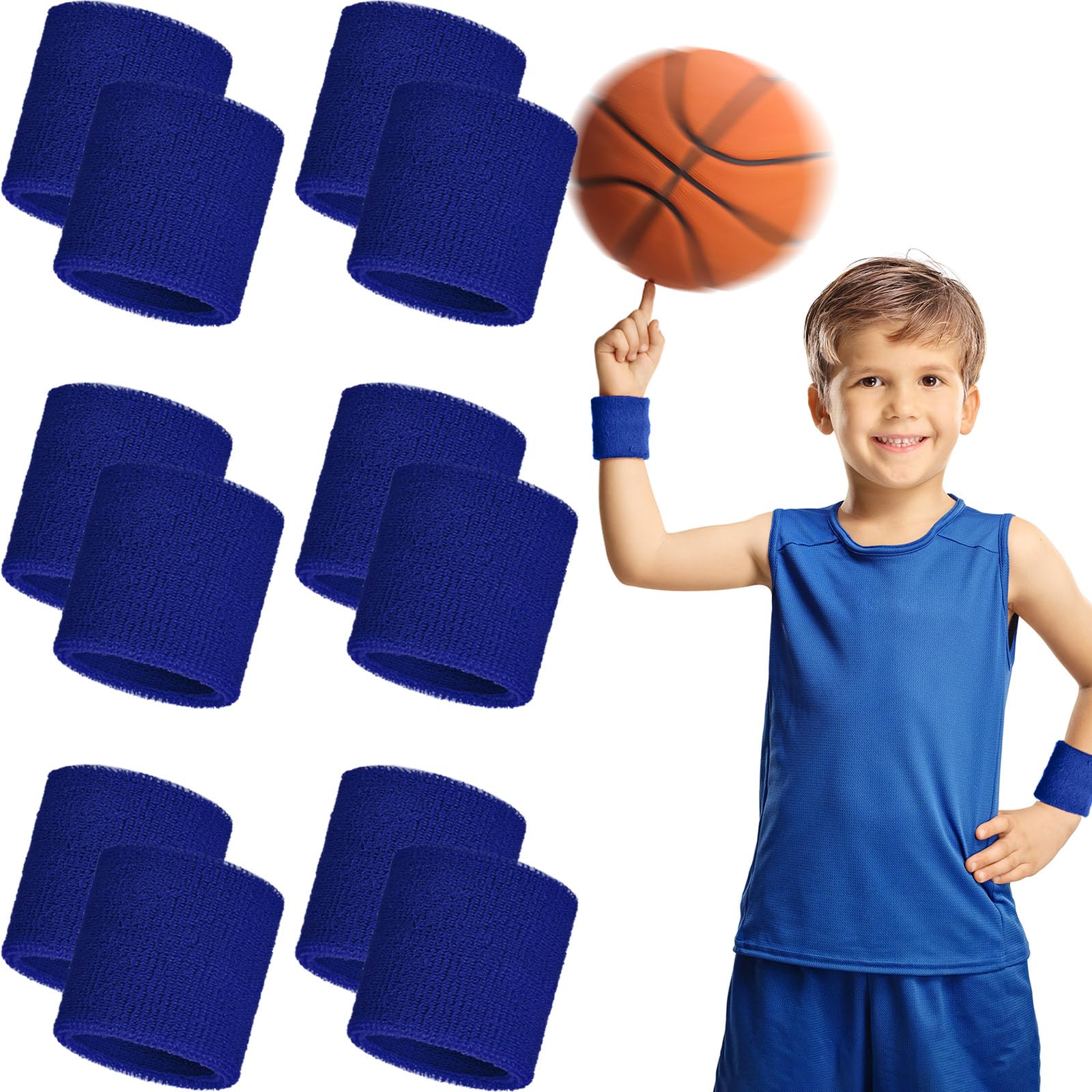 Bememo12 Pack Wrist Sweatbands Sports Wristbands Tennis Sweatbands for Men and Women Absorbent Cotton Wristband for Working Out, Football, Basketball, Sports