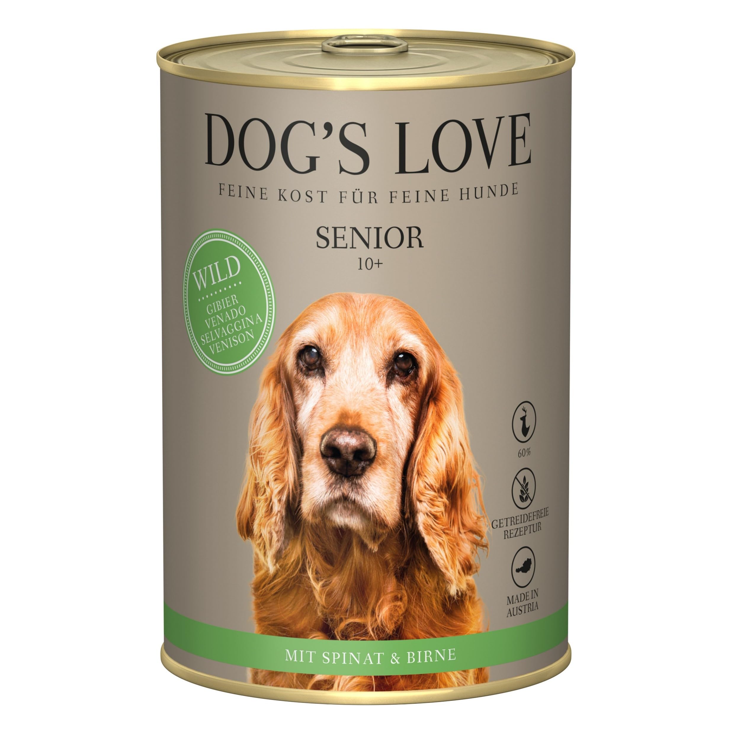 Dog'S Love Senior | Cibo umido per cani anziani 10 anni | 6 x 400 gr (6 x cervo)