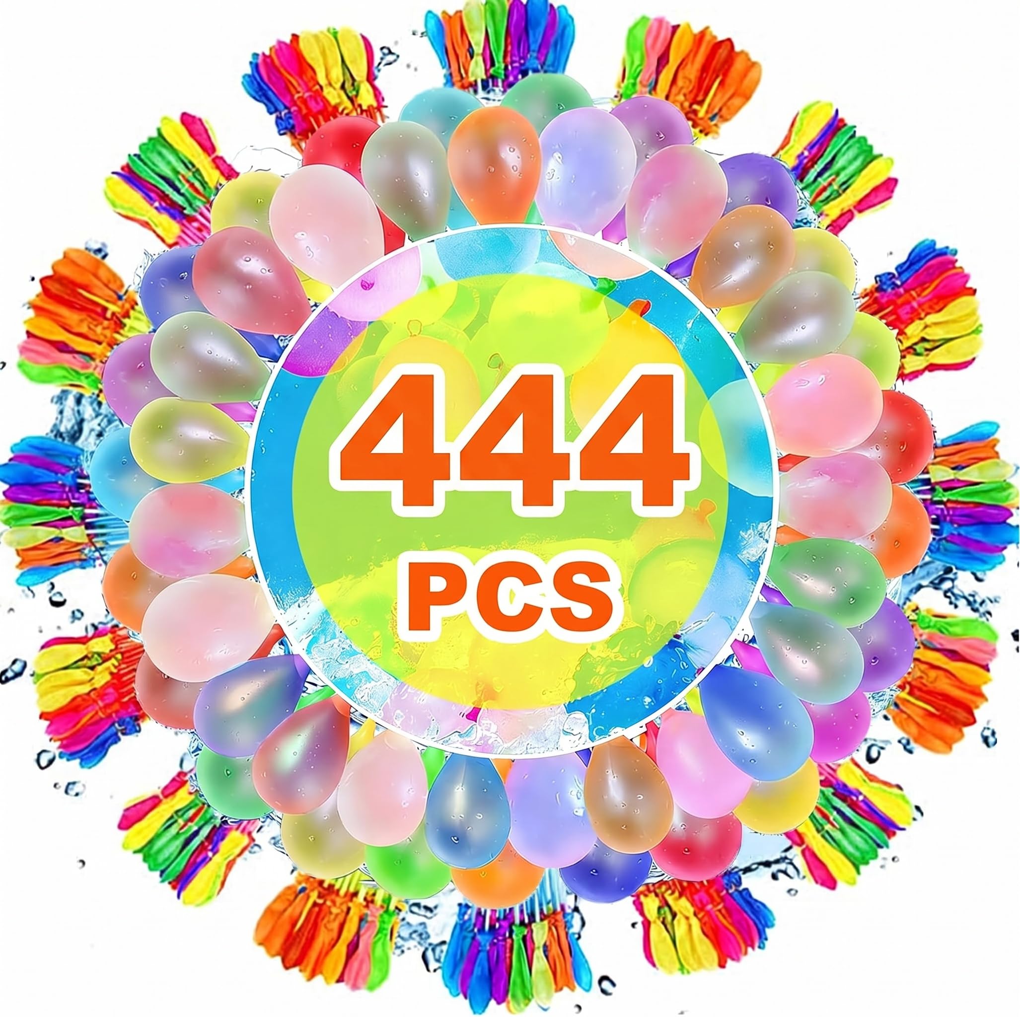 444 Stück Wasserbomben Selbstschließend, Bunt Wasserballons, 60 Sekunden Schnellfüller, Wiederverwendbare Wasserbomben, Wasserbomben Luftballons，für Strände, Poolparty