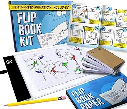 Kit de flip book – caixa de luz LED para desenho e rastreamento e papel de animação de 240 folhas para flip books I Arts and Crafts para meninas e meninos A5 Flipbook Kit: caixa de luz LED e flip book Flipbook Light Pad