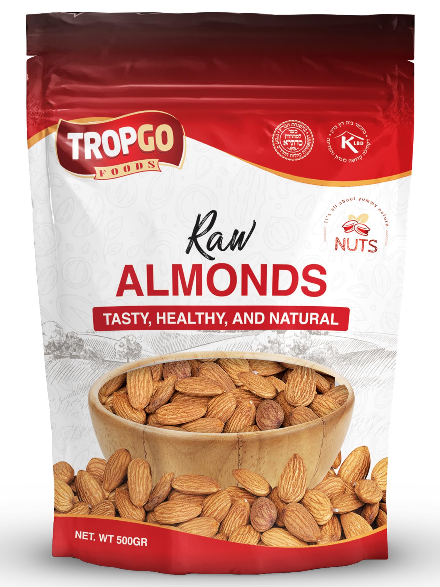 Tropgo Raw Californian Almonds 500g – Premium Grade, Unsalted, Vegan & Keto-Friendly – High Protein, Fibre & Vitamin E – Fresh Bulk Nuts for Snacking & Baking