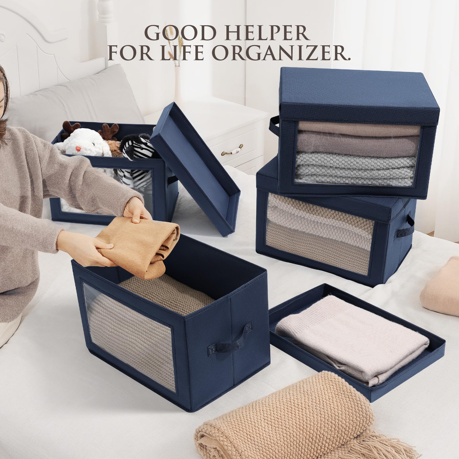 Homsorout Foldable Storage Boxes with Lids - Image 3
