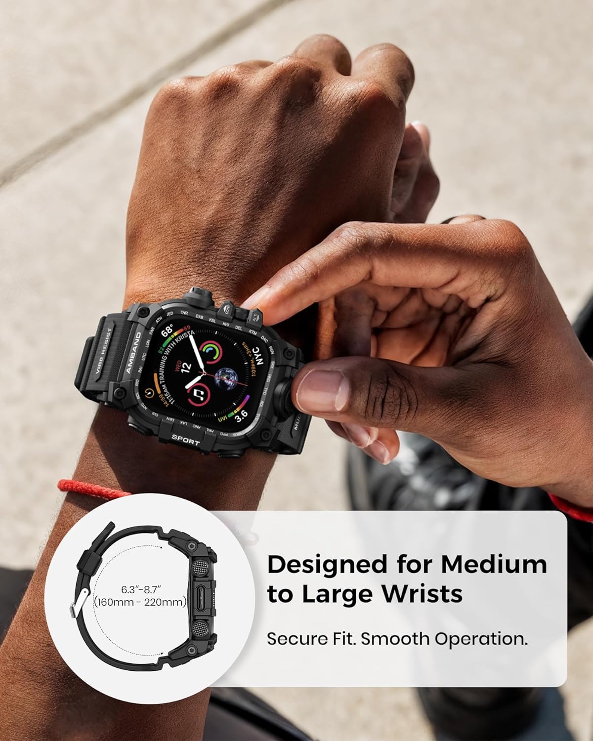 amBand Rugged Case with Band for Apple Watch 44mm, Compatible with iWatch Series SE 3/SE 2nd Generation/SE/6/5/4, Military Grade Shockproof Bumper Cover, Tactical Band for Men, Matte Black - Image 6