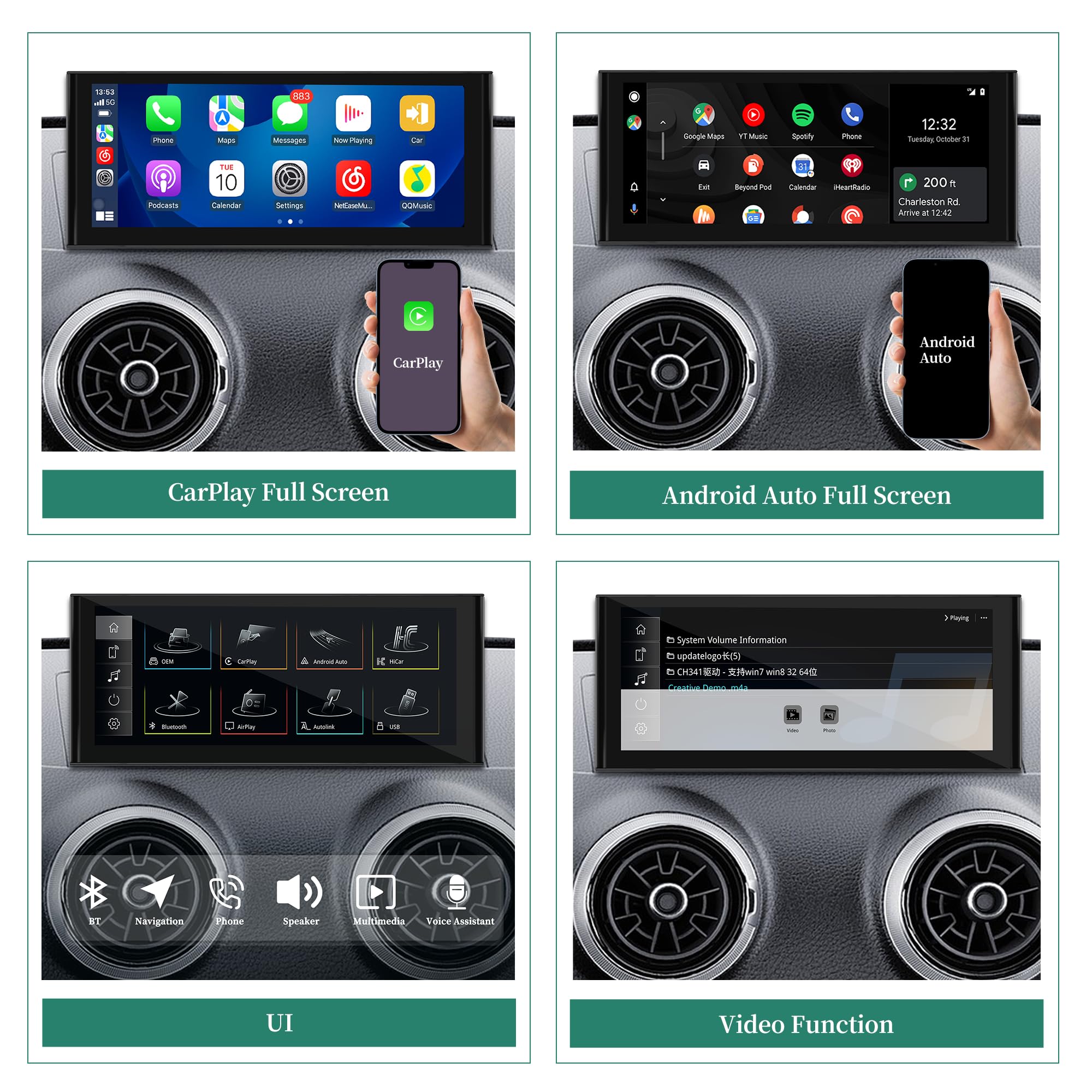 Aktualizacja ekranu Linux 25.0 cm do Audi A3 S3 RS3 8V MIB1 MIB2, Wireless CarPlay i Android Auto, lustrzanie ekranu, kamer samochodowych