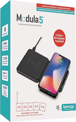 Miniatura 8 de 2 cápsulas de teléfono + adaptador de 30 W - Sistema de carga inalámbrica Modula5 (RX-MP01B2PK)