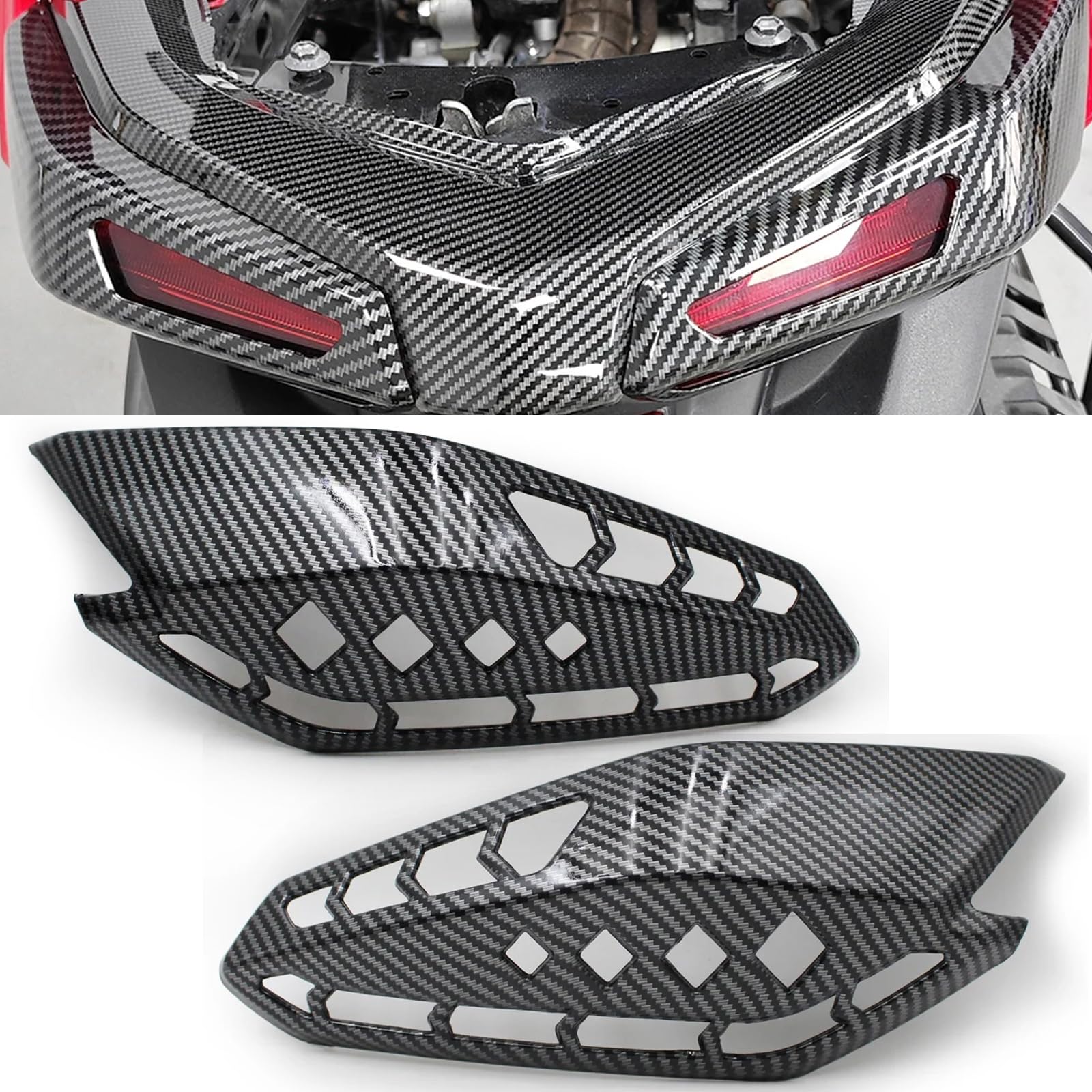 OIbkp Motorcycle Rear Turn Signal Light Shields Protection Tail Covers Flashing Light Cover Cap For YAMAHA XMAX300 X-MAX300 2023-2025 (carbon look)