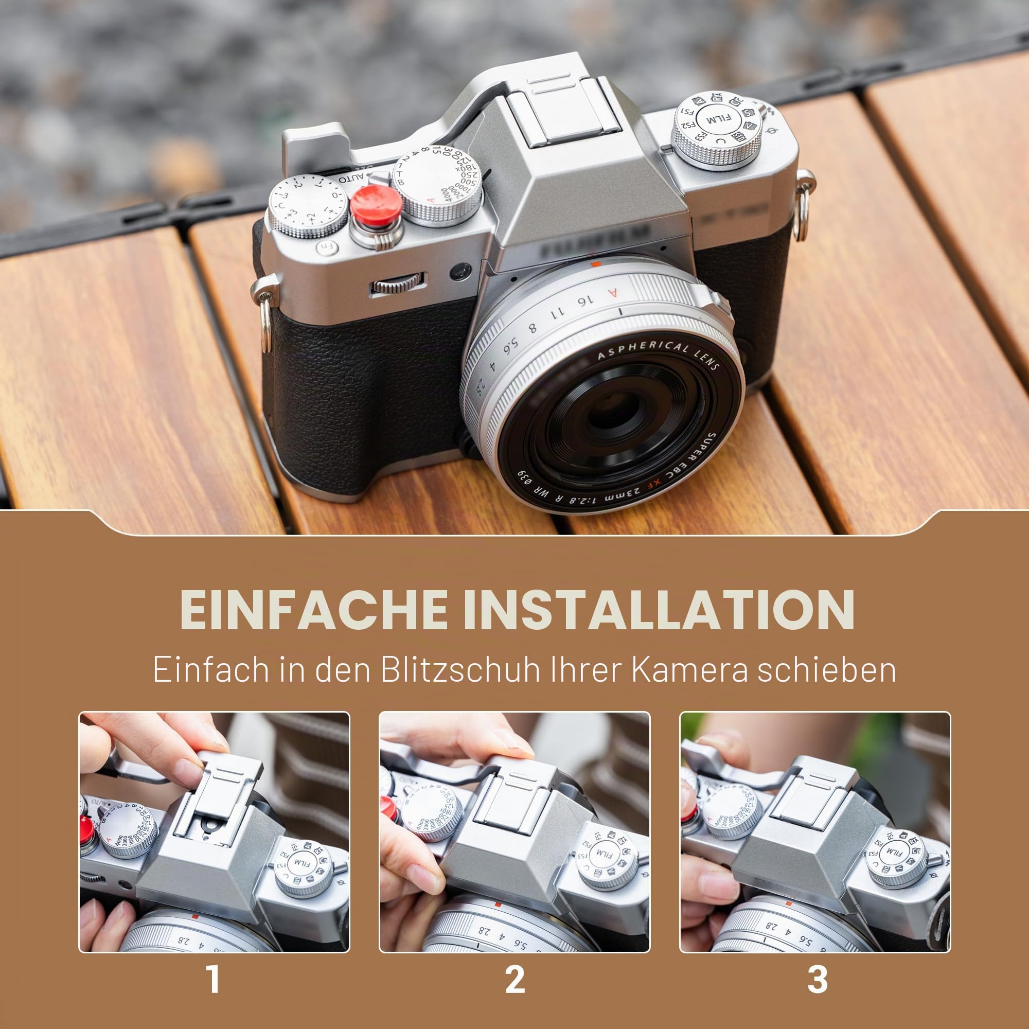JJC Kamera-Metall-Daumen-Up-Griff für Fujifilm X-T30III, X-T30II, X-T30, X-T20, X-T10, Kameras, Blitzschuh, Daumen-Unterstützung, verbesserter Griff für Einhandaufnahmen