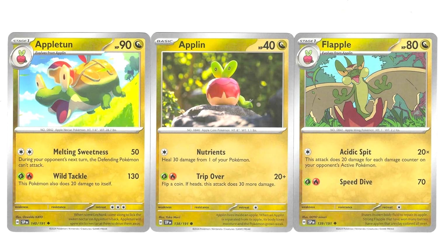 Flapple & Appletun 139/191 – 140/191 - Surging Sparks – Pokemon Dragon Evolution 3 Card Lot