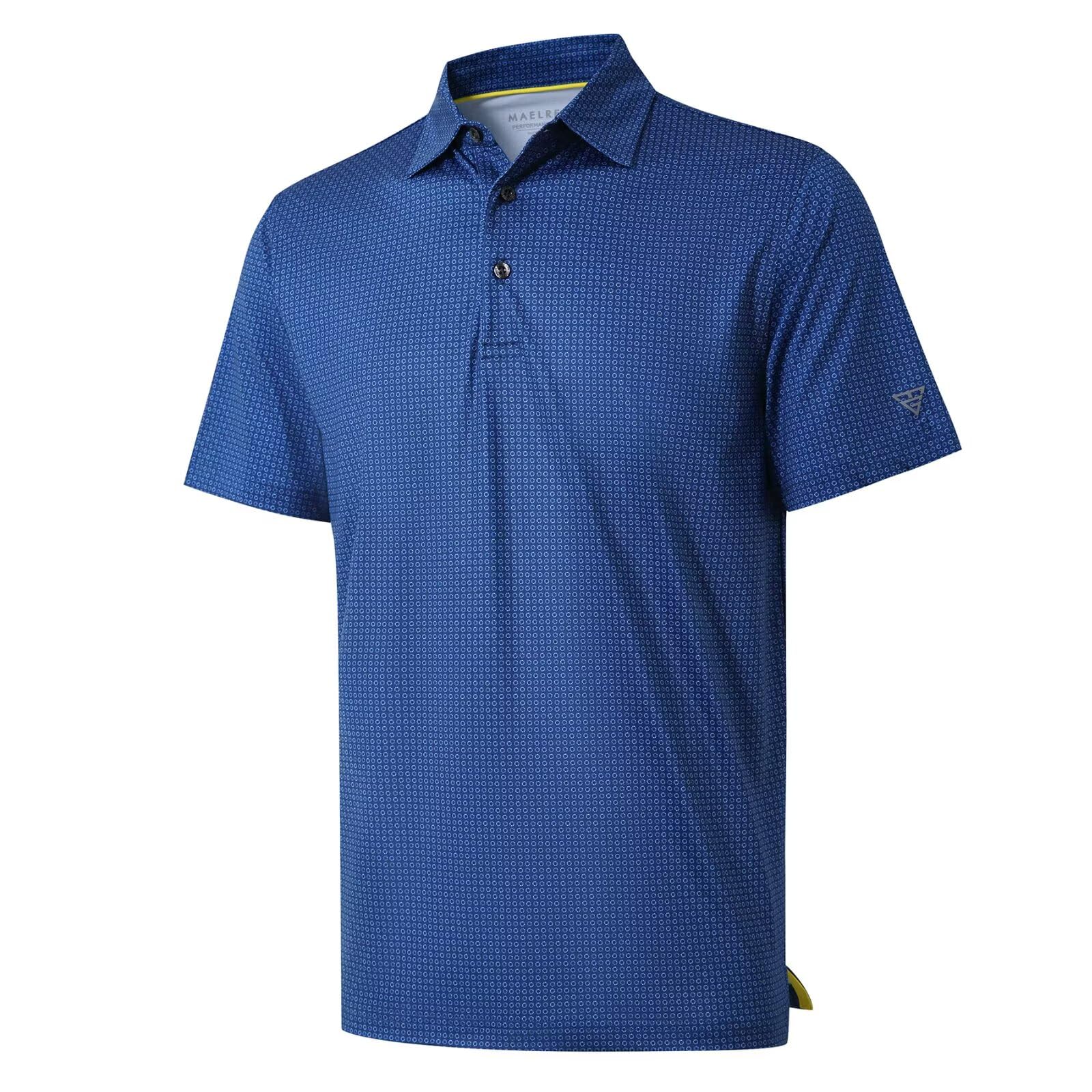 Golf Shirts for Men Dry Fit Short Sleeve Print Performance Moisture Wicking Polo Shirt
