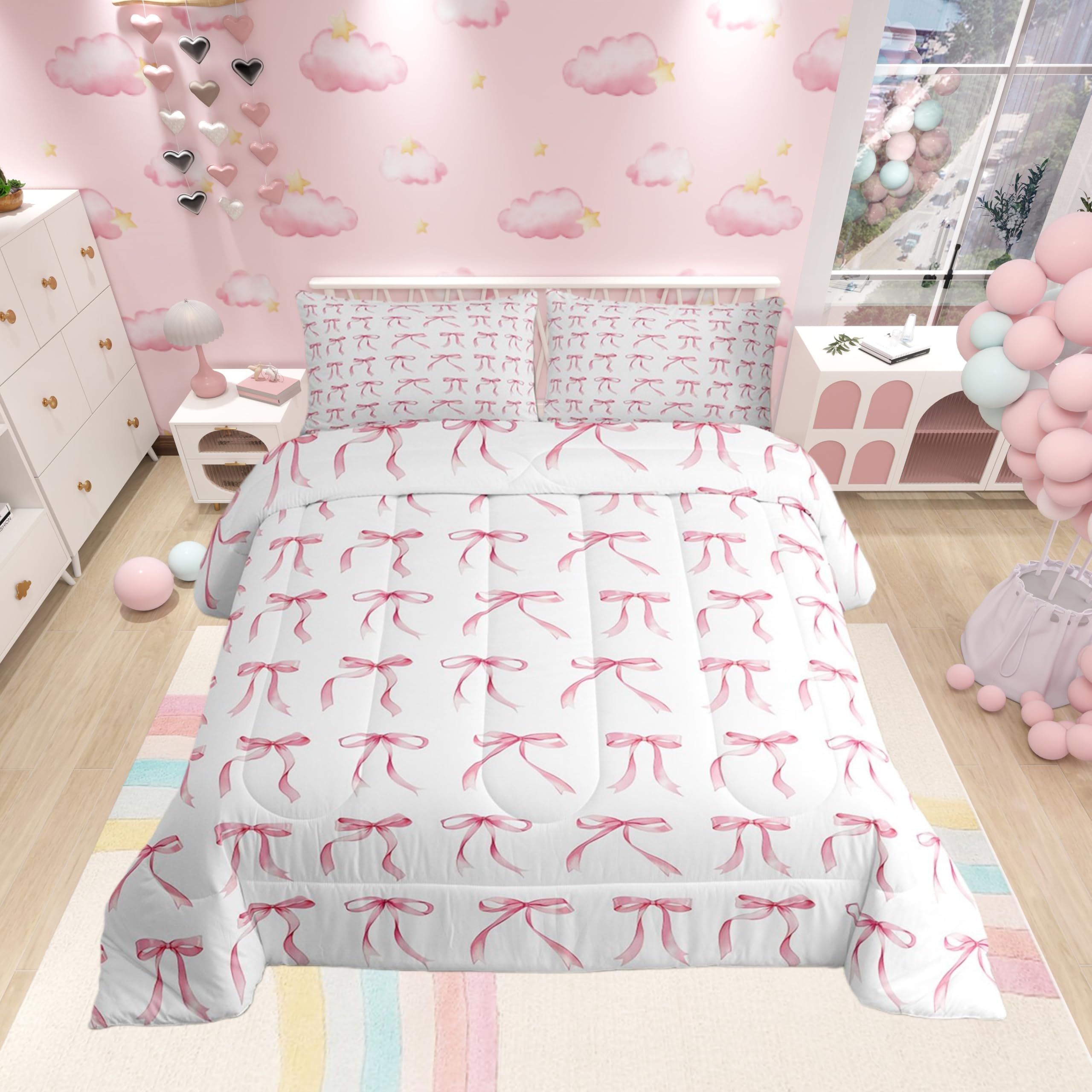 Cute Castle Fairy Comforter Set - Pink Bow Bedding -1 Cute Castle Fairy Comforter Set - Pink Bow Bedding -1