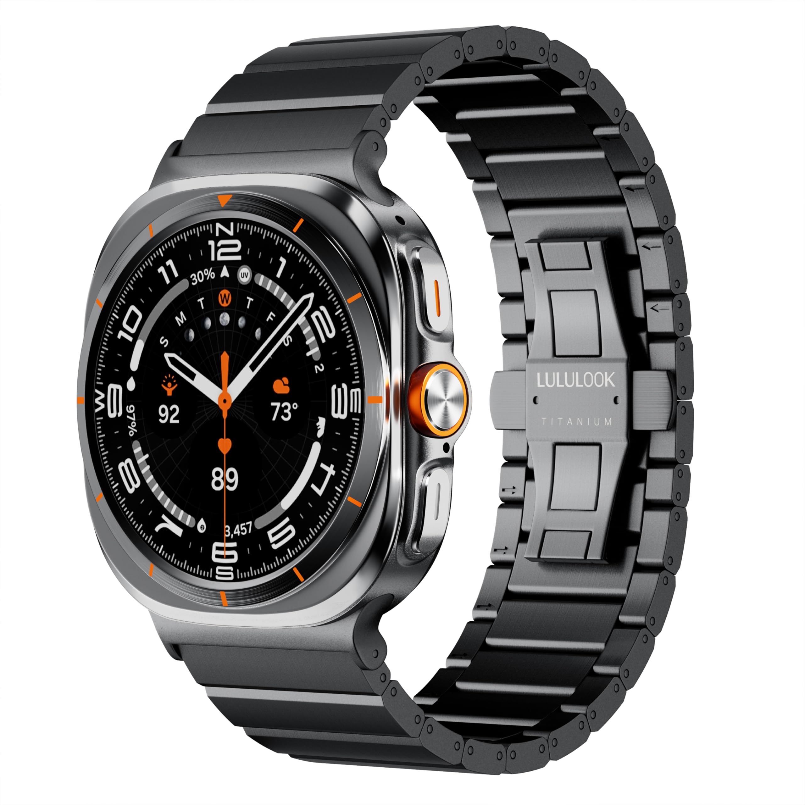 LULULOOK Tytanowy pasek do zegarka Samsung Galaxy Watch Ultra 7 47 mm (2025/2024), podwójny tytan, z DLC, odporny na zarysowania, szerokość 24 mm, do Galaxy Watch Ultra, czarny