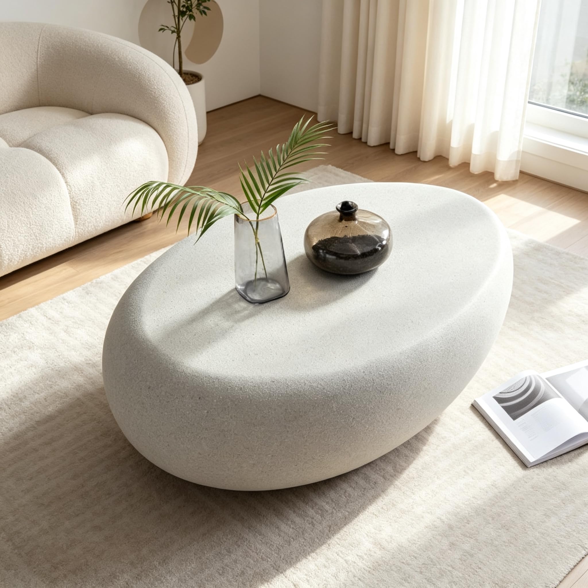 Amazon.com: Oval Coffee Table for Living Room, Modern Faux Stone