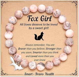 Natural Stone Fox Charm Bracelet for Girls Granddaughter Daughter Niece Birthday Christmas Gifts