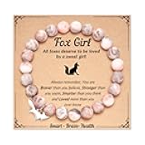 FYUKISS Natural Stone Fox Charm Bracelet for Girls Granddaughter Daughter Niece Birthday Christmas Gifts