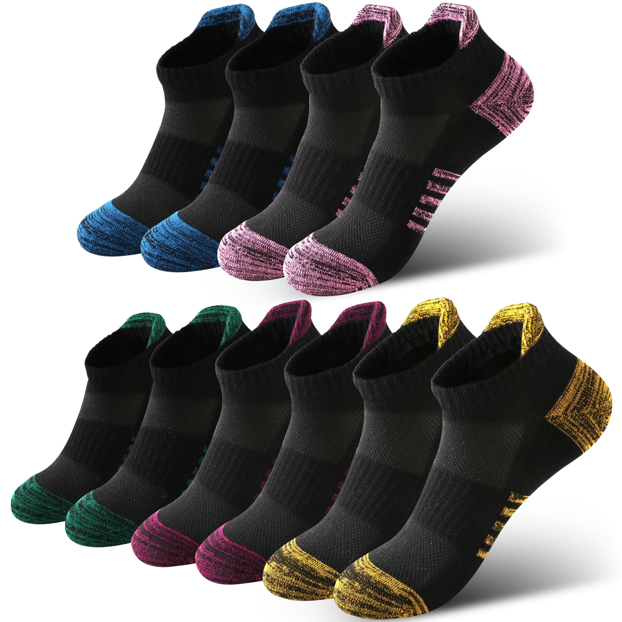 AVAYUU Sneaker Socken Damen 39-42 35-38, Atmungsaktive Sportsocken Baumwolle Anti-Blasen Gepolsterte Kurze Laufsocken mit Geschenkbox Sommer 5 Paar