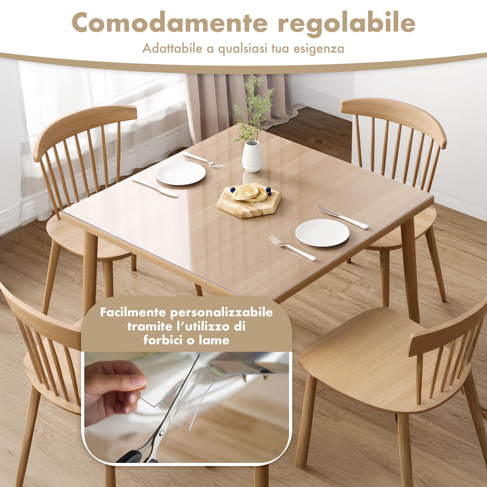 IlGruppone Copritavolo Trasparente in PVC 1.5 Mm Pellicola Protettiva Cover Tavolo Tovaglia Protezione Mollettone Antimacchia per Tavoli Cucina Salotto Ufficio Scrivania - Trasparenti - 100x220Cm
