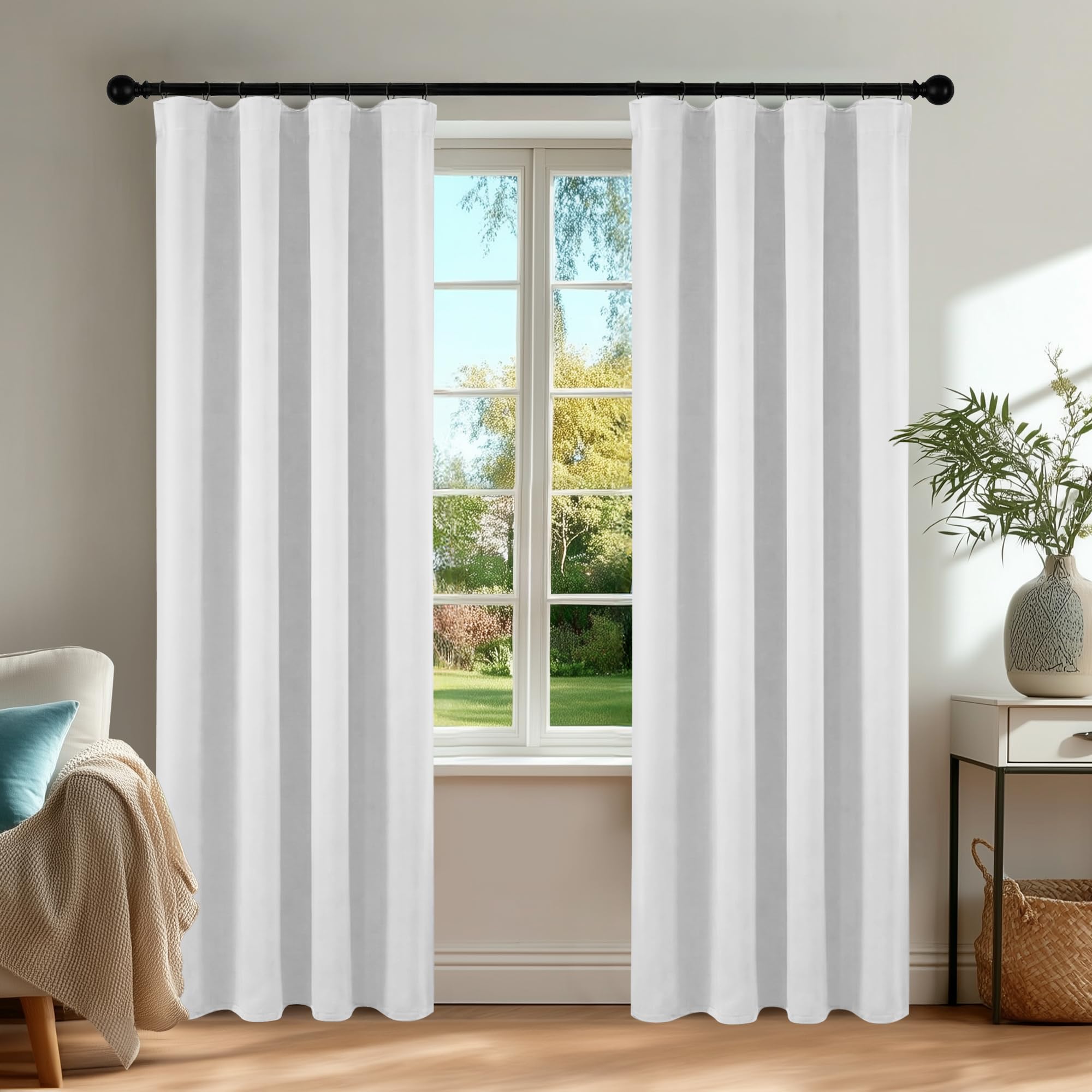 Deconovo Verdunkelungsvorhänge Blickdichte Gardinen mit Kräuselband Schlaufen Vorhang 3-in-1 Thermo Vorhänge gegen Hitze Curtains für Wohnzimmer Schlafzimmer, H240 x B55 cm, Silber Grau, 2er Set