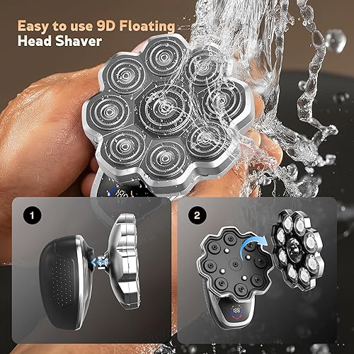 Miniatura 8 de Maquinilla de afeitar eléctrica para hombres, afeitadoras de cabeza para hombres calvos, maquinillas de afeitar eléctricas 5 en 1 con afeitadora de