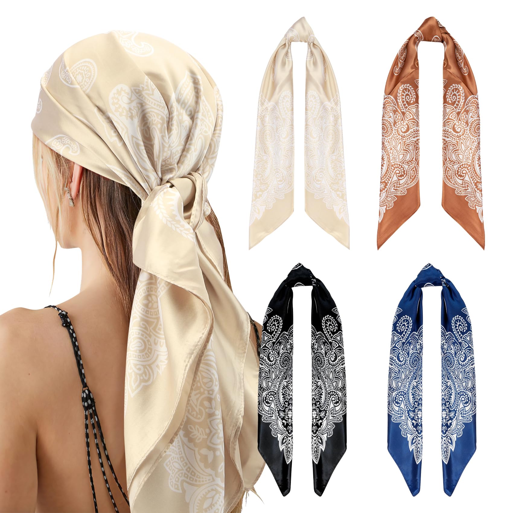 NZKNP Sciarpa in seta - Bandana da donna