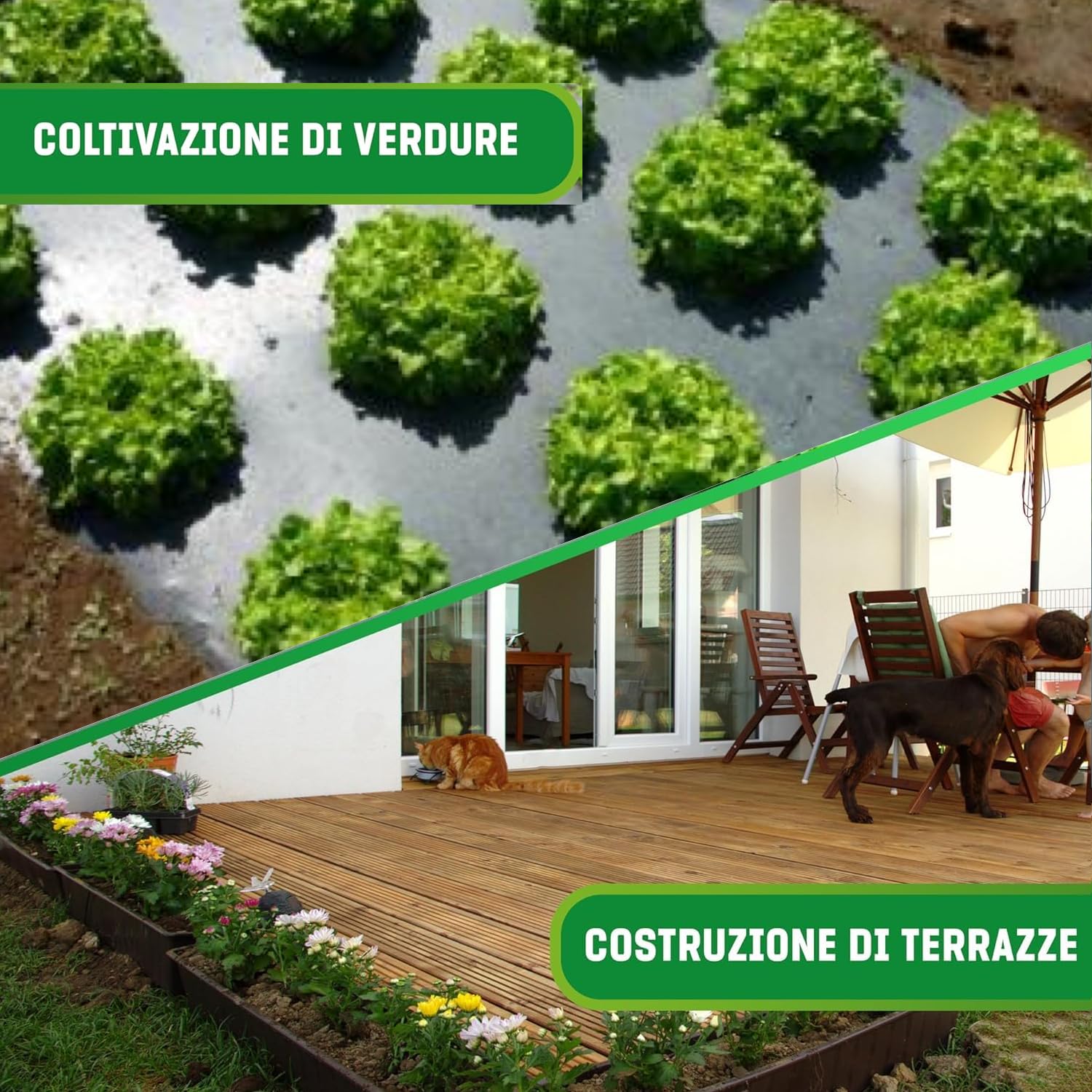 Generico Telo Pacciamatura Contro Le Erbe Infestanti 220g/m² - Resistente allo Strappo e Permeabile all'Acqua - Elevata Resistenza UV - Telo per Orto (10m² (10m x 1m), Muschio)