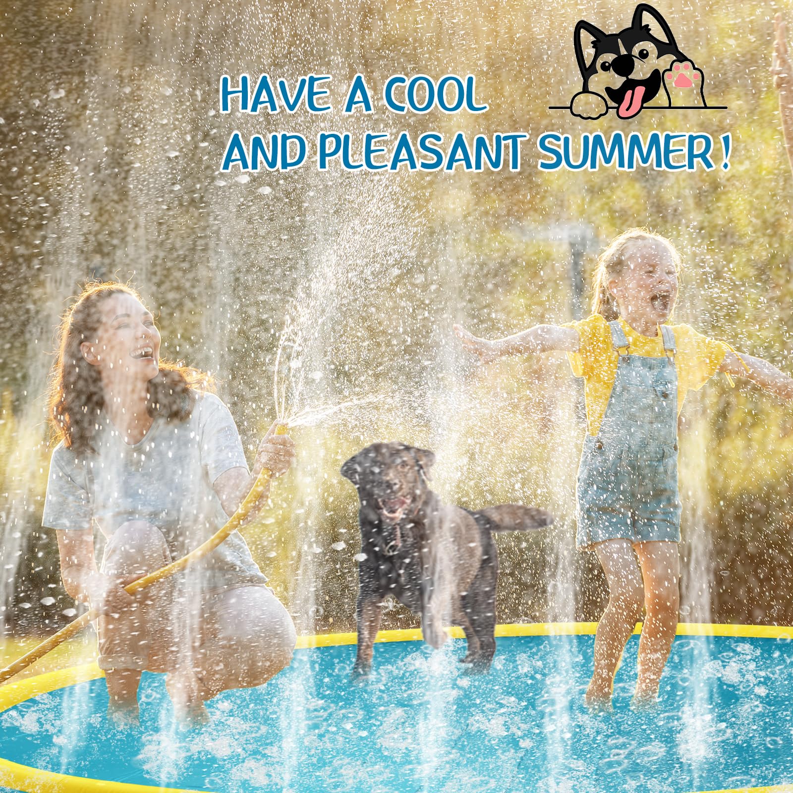Alfombrilla antideslizante extragrande de 10 pies de 120 pulgadas para adultos, niños y perros, piscina gigante gruesa para verano al aire libre, juguetes divertidos para patio trasero, fuente 6